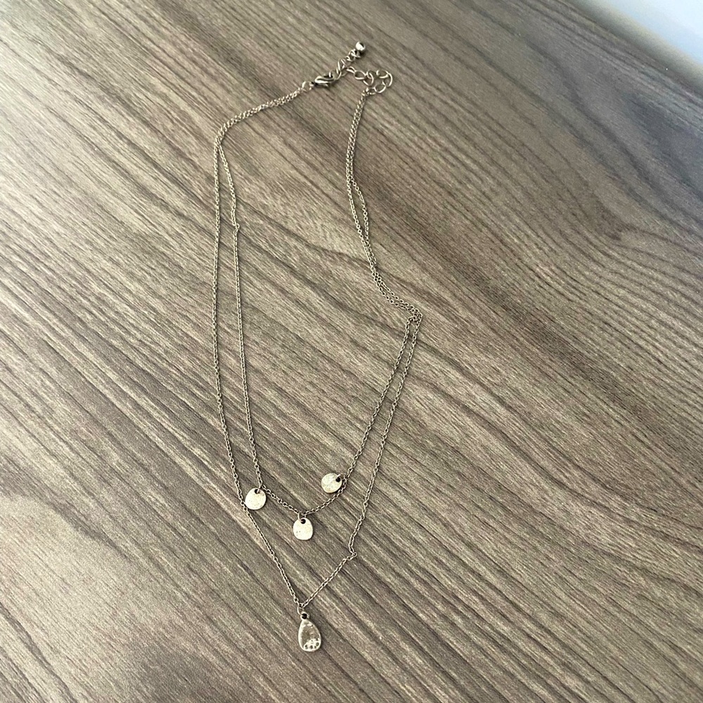 Silver double necklace